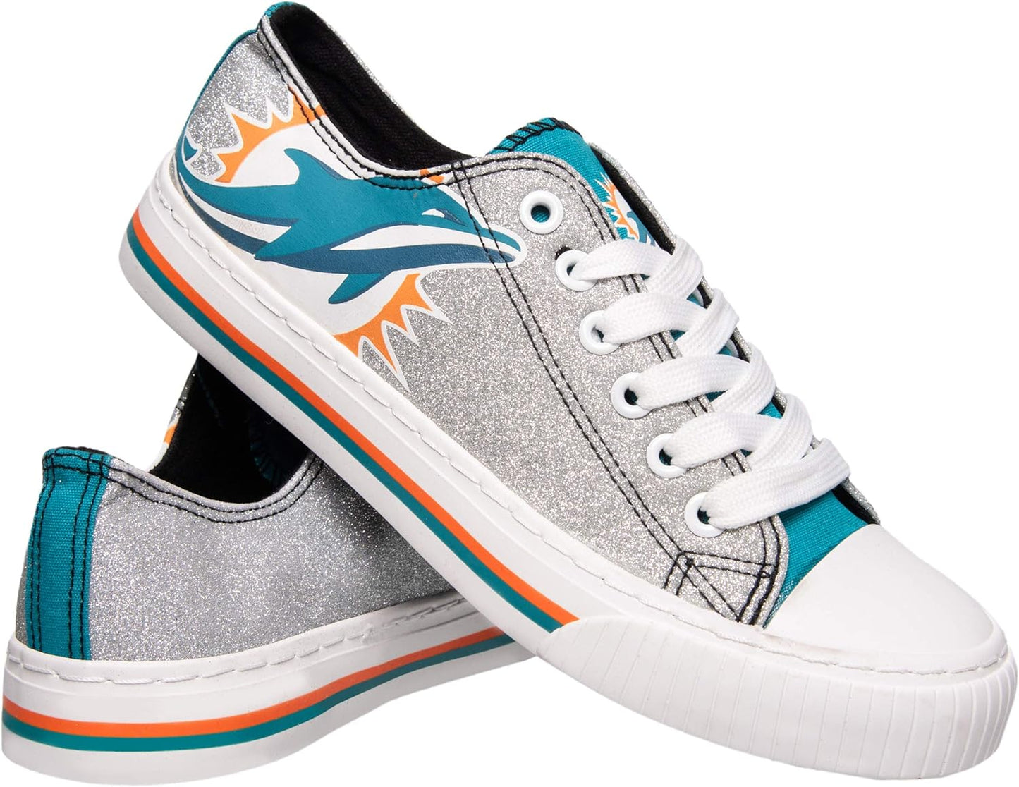 FOCO Women's NFL Team Logo Glitter Low Top Canvas Sneakers