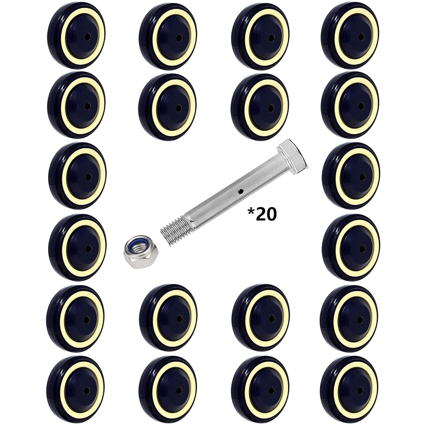 4 Inch Polyurethane Shopping Cart Wheels by SY America - 20 Pack