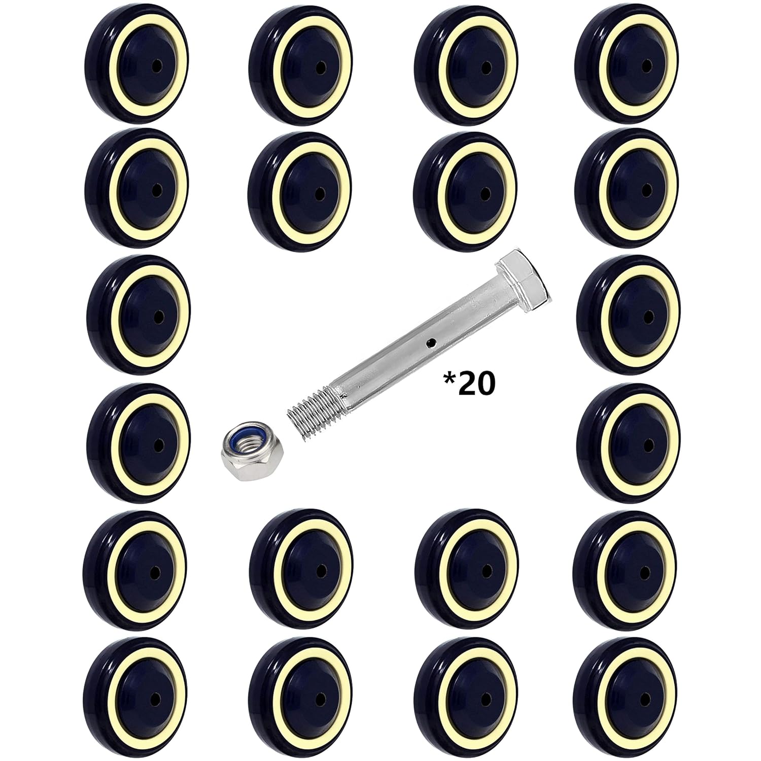 4 Inch Polyurethane Shopping Cart Wheels by SY America - 20 Pack