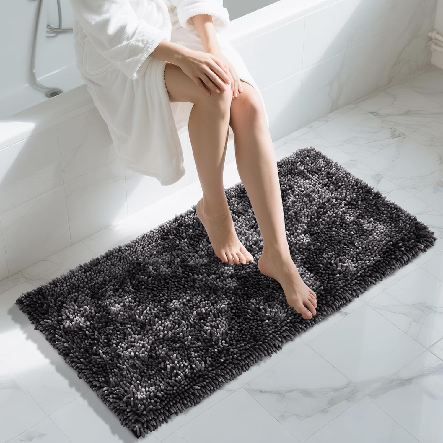 Yimobra Large Non Slip Bathroom Rug 36x24 Inch Chenille Mat