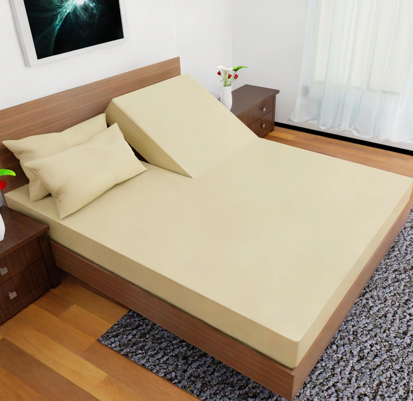 Split Top Queen Sheets Set for Adjustable Beds - 4-Piece Comfort