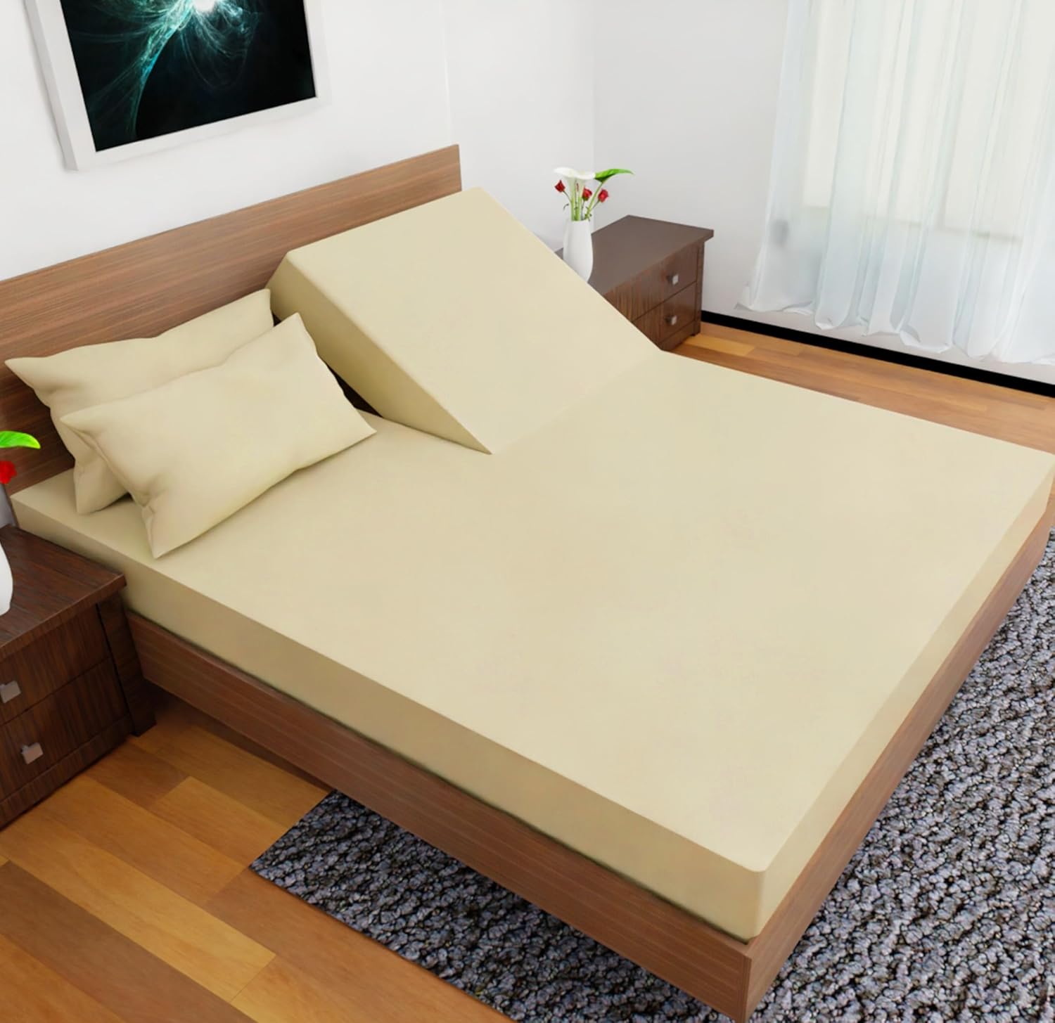 Split Top Queen Sheets Set for Adjustable Beds - 4-Piece Comfort