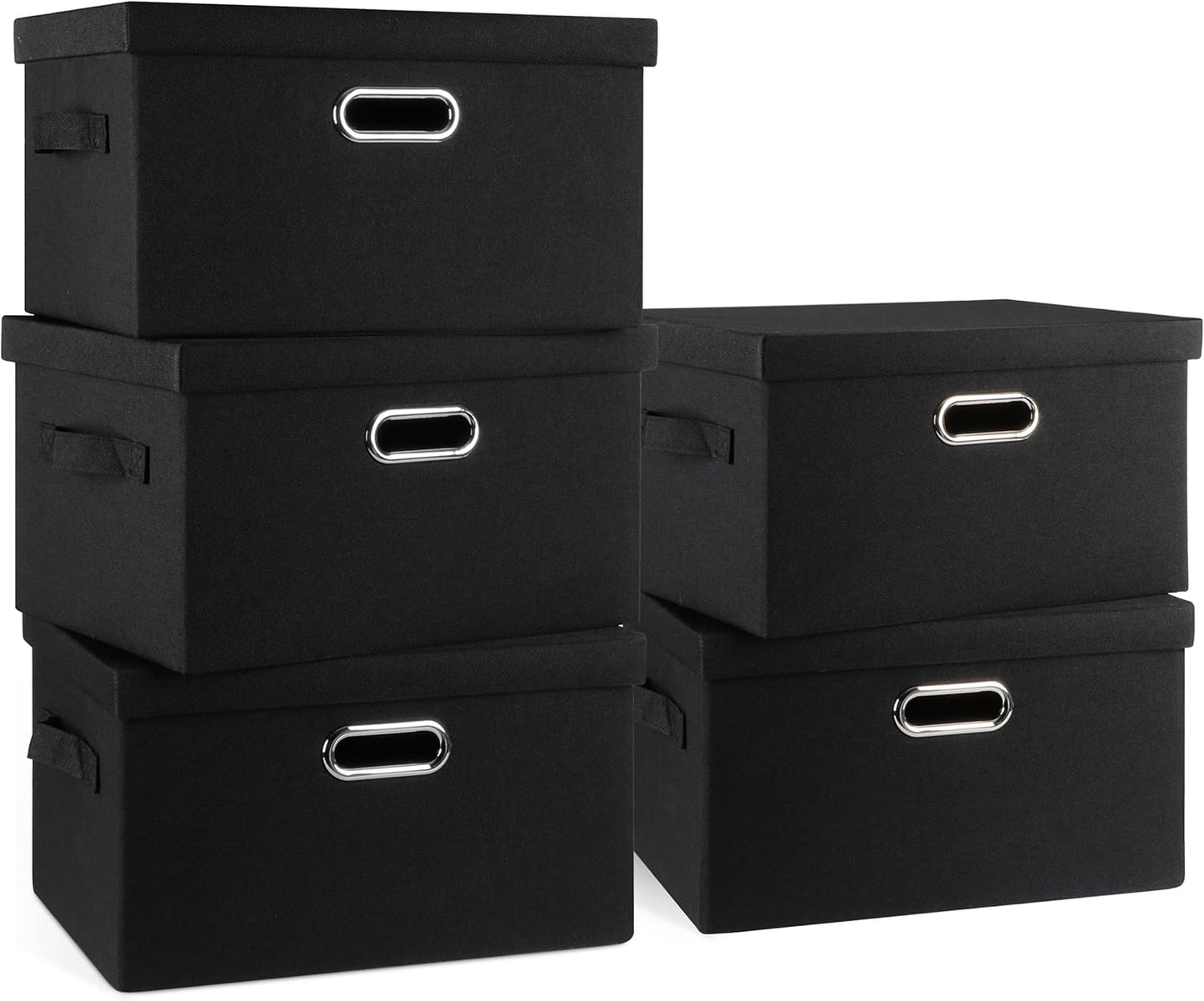 Medium 15in Collapsible Stackable Storage Bins with Lids - 5 Pack