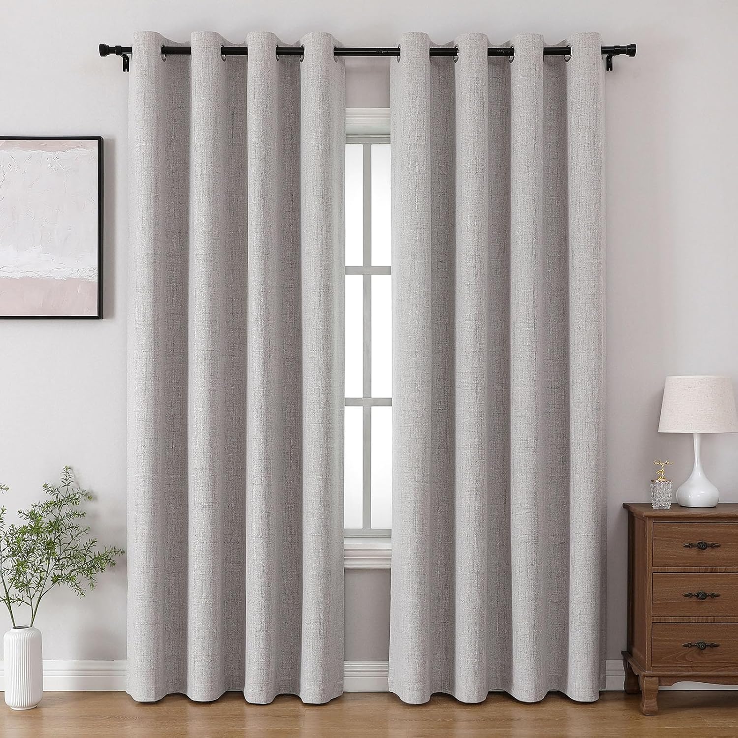 Joydeco 100% Blackout Linen Curtains for Ultimate Room Darkening