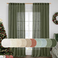 Olive Green Linen Drapes for Living Room and Bedroom Decor