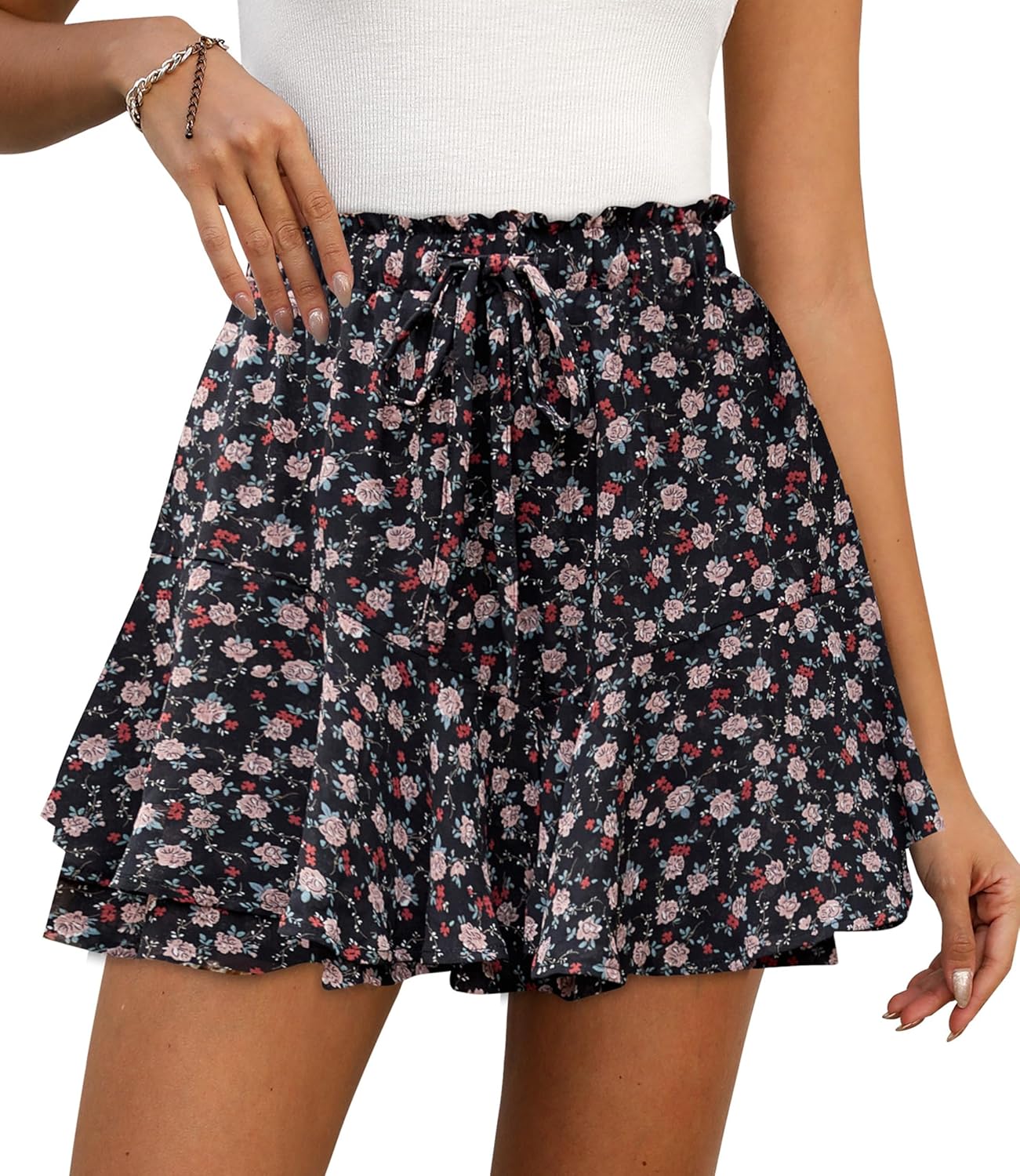 LOMMOJ Women's Summer Casual Chiffon Skorts for Comfort