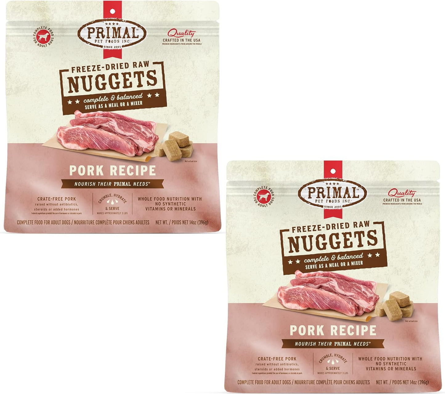 Primal Freeze Dried Raw Dog Food Nuggets, Pork for Healthy Pets