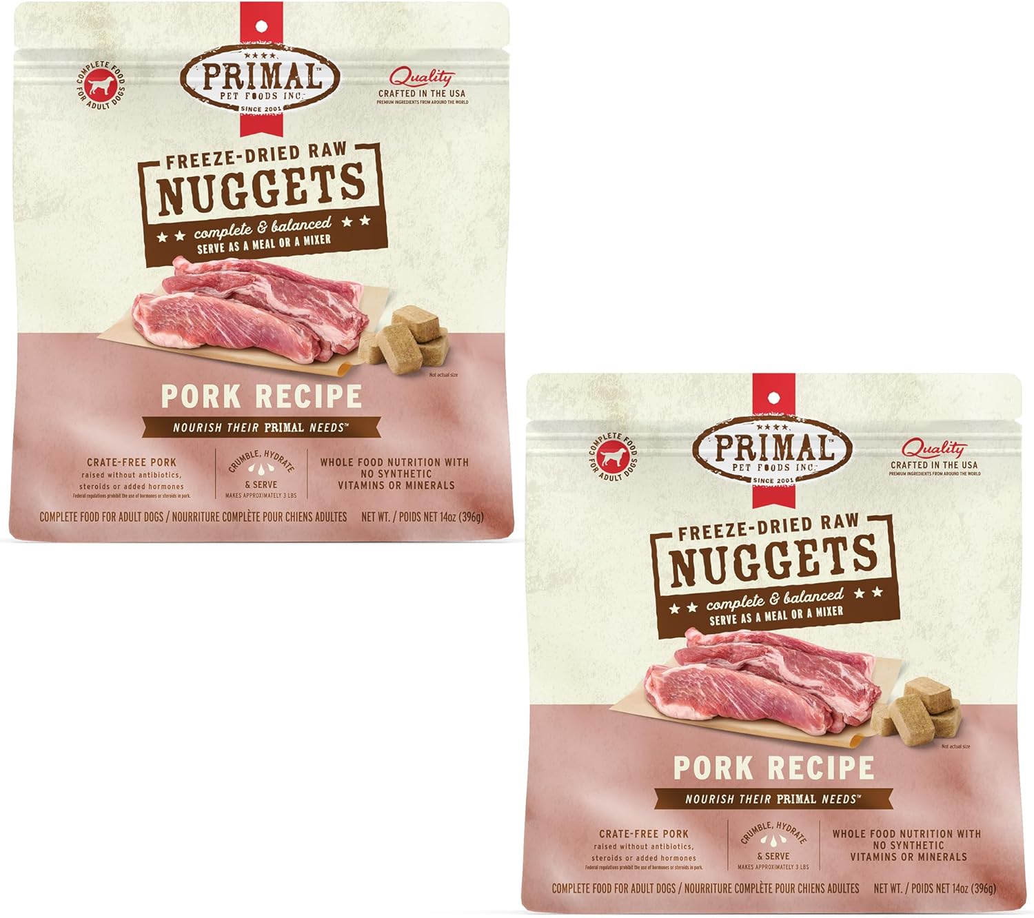 Primal Freeze Dried Raw Dog Food Nuggets, Pork for Healthy Pets