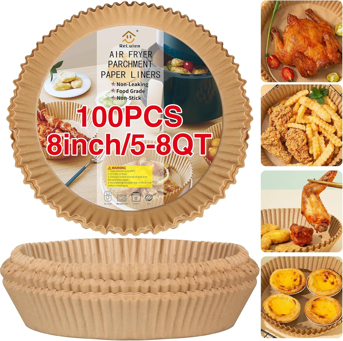 Non-stick Air Fryer Liners - 100PCS Easy Cleanup!