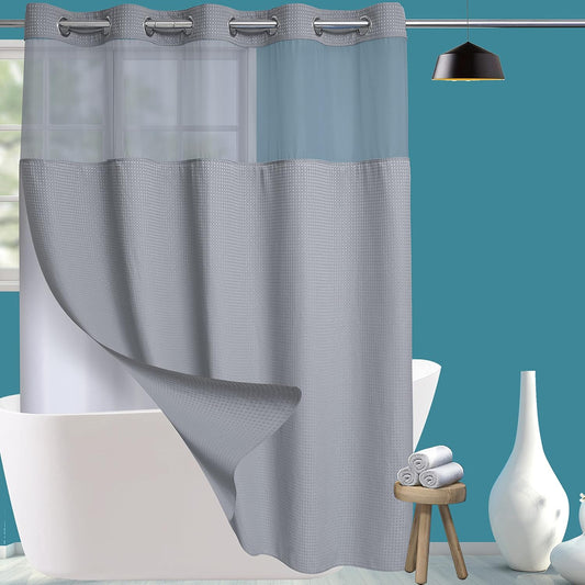 Conbo Mio Waffle Weave Shower Curtain with Snap-in Liner