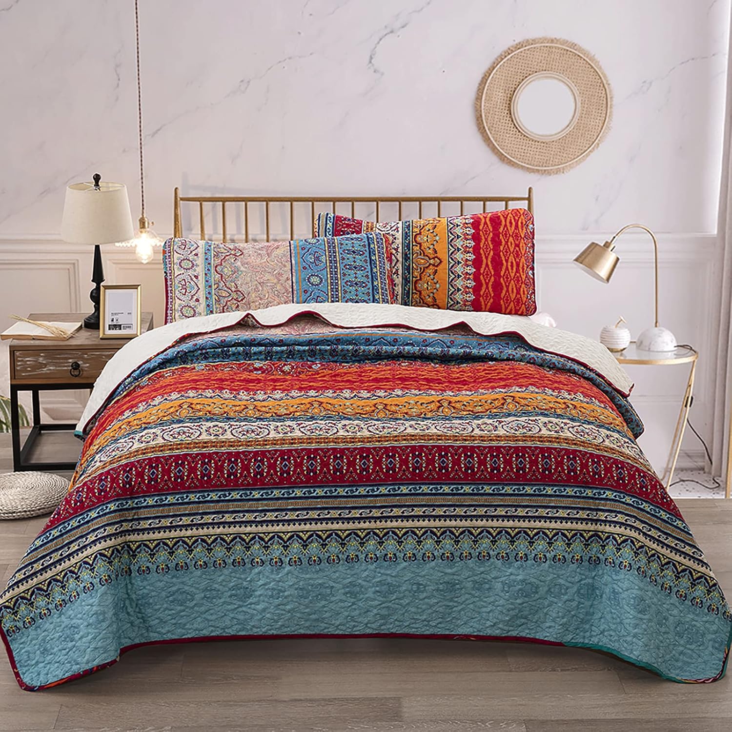 Bohemian Quilt Set California King - Soft Microfiber Bedspread