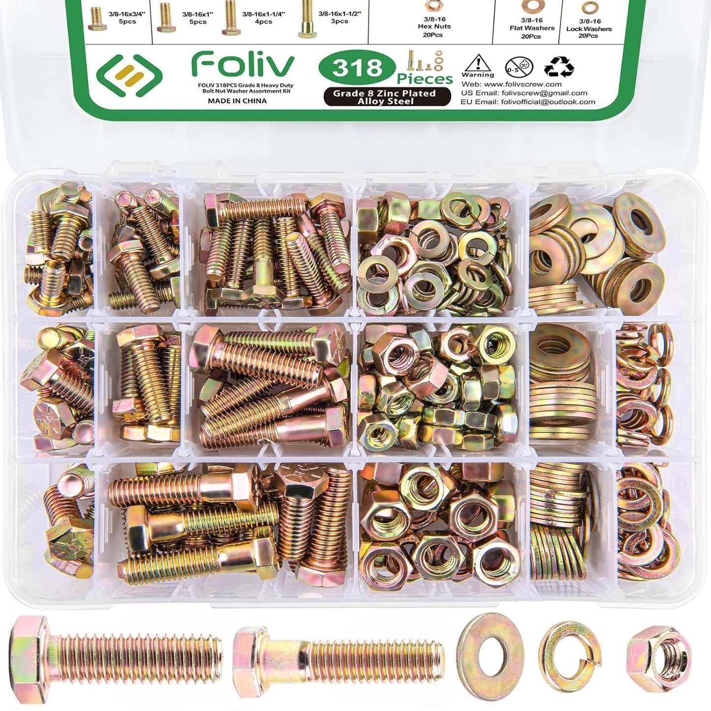 FOLIV 318pcs Heavy Duty Nuts and Bolts Assortment Kit Review
