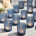 48 Pack Votive Candle Holders 2x2.5in Blue Vintage Glass - Ambient