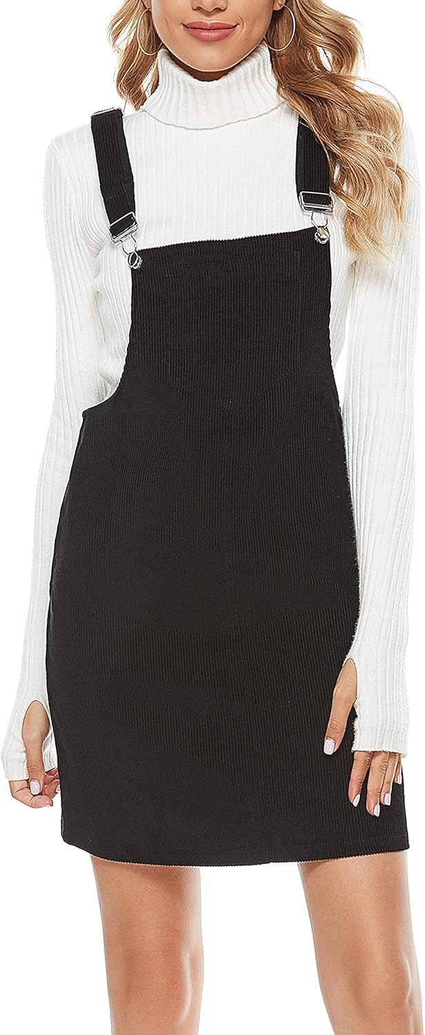 Tanming Women's Corduroy A Line Cute Jumper Pinafore Dress