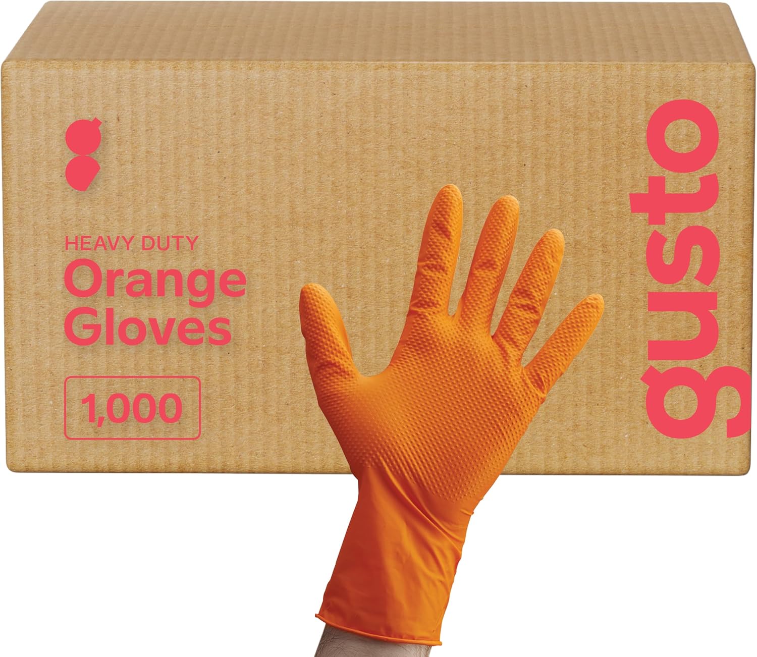 Heavy-Duty Orange Nitrile Gloves for Industrial Use - 100 Count