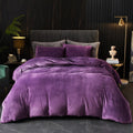 Ivellow Velvet Queen Duvet Cover Set - Ultra Soft Purple Comforter
