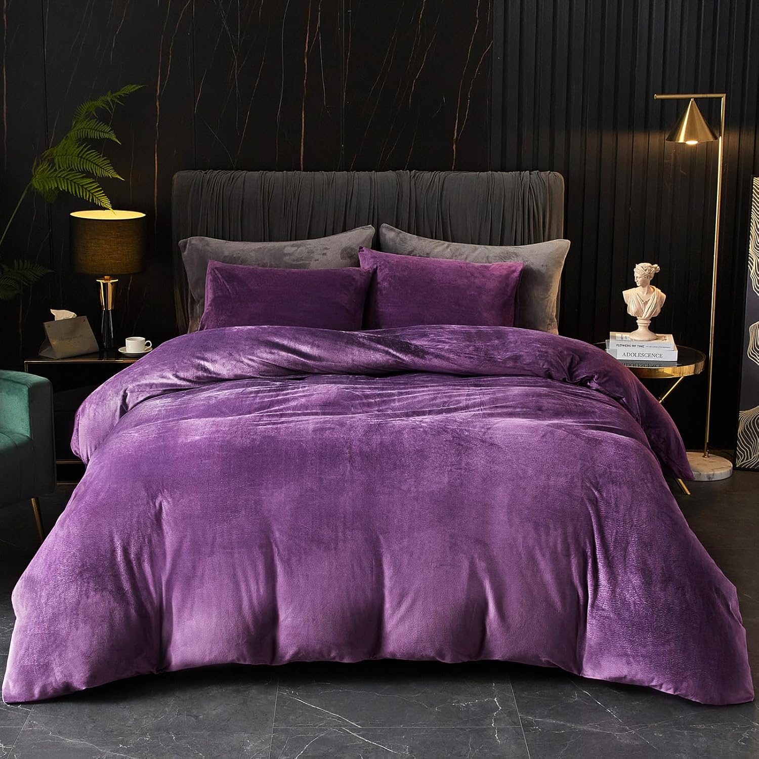 Ivellow Velvet Queen Duvet Cover Set for Luxurious Comfort