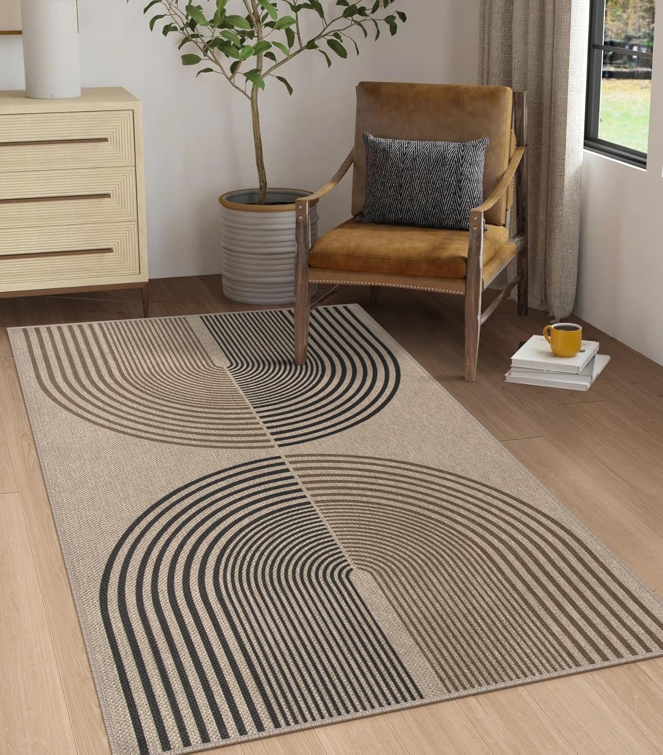 Easy Jute Rainbow Area Rug for Modern Boho Homes and Patios