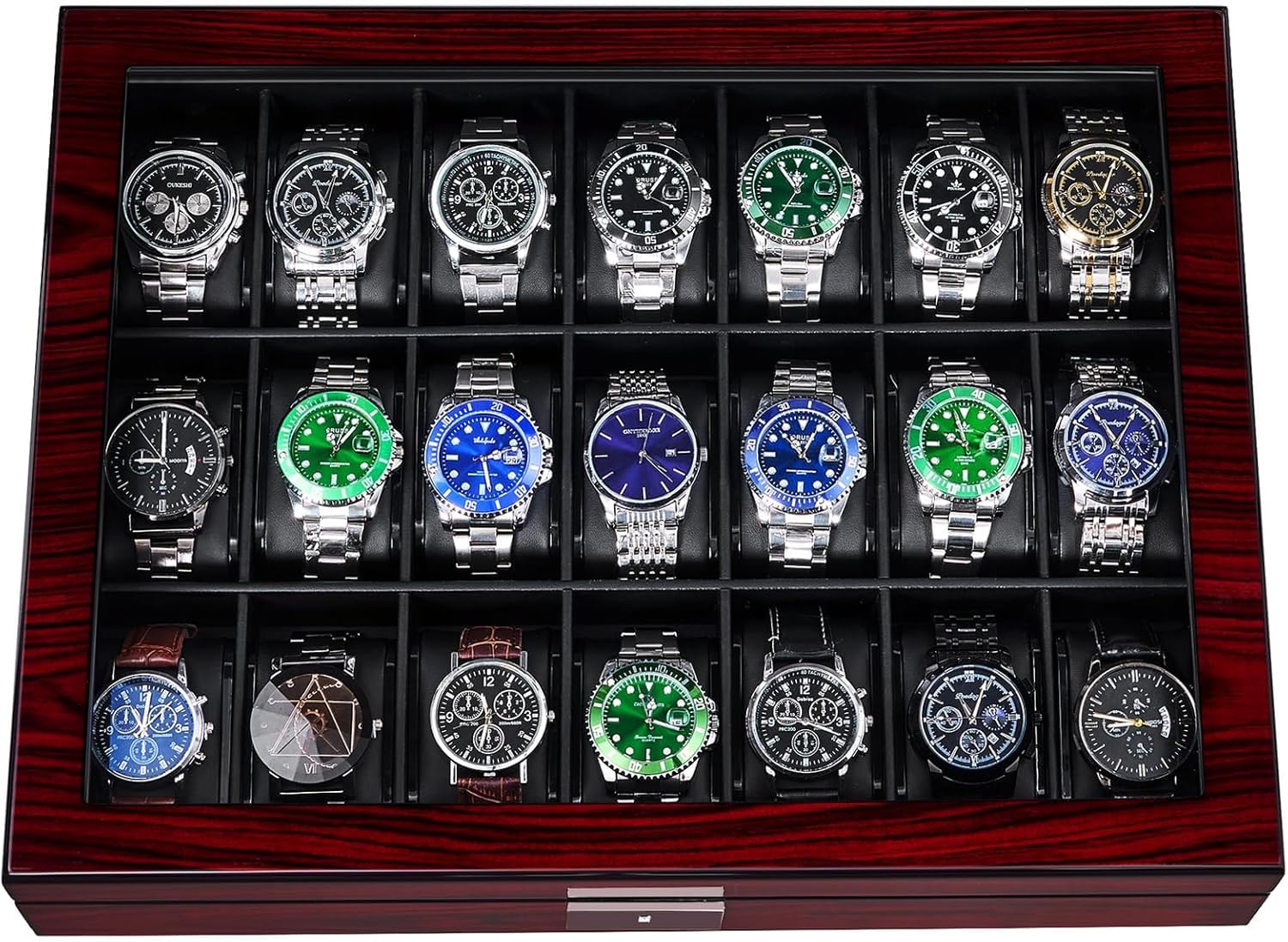 Lockable 21-Slot Watch Case for Men