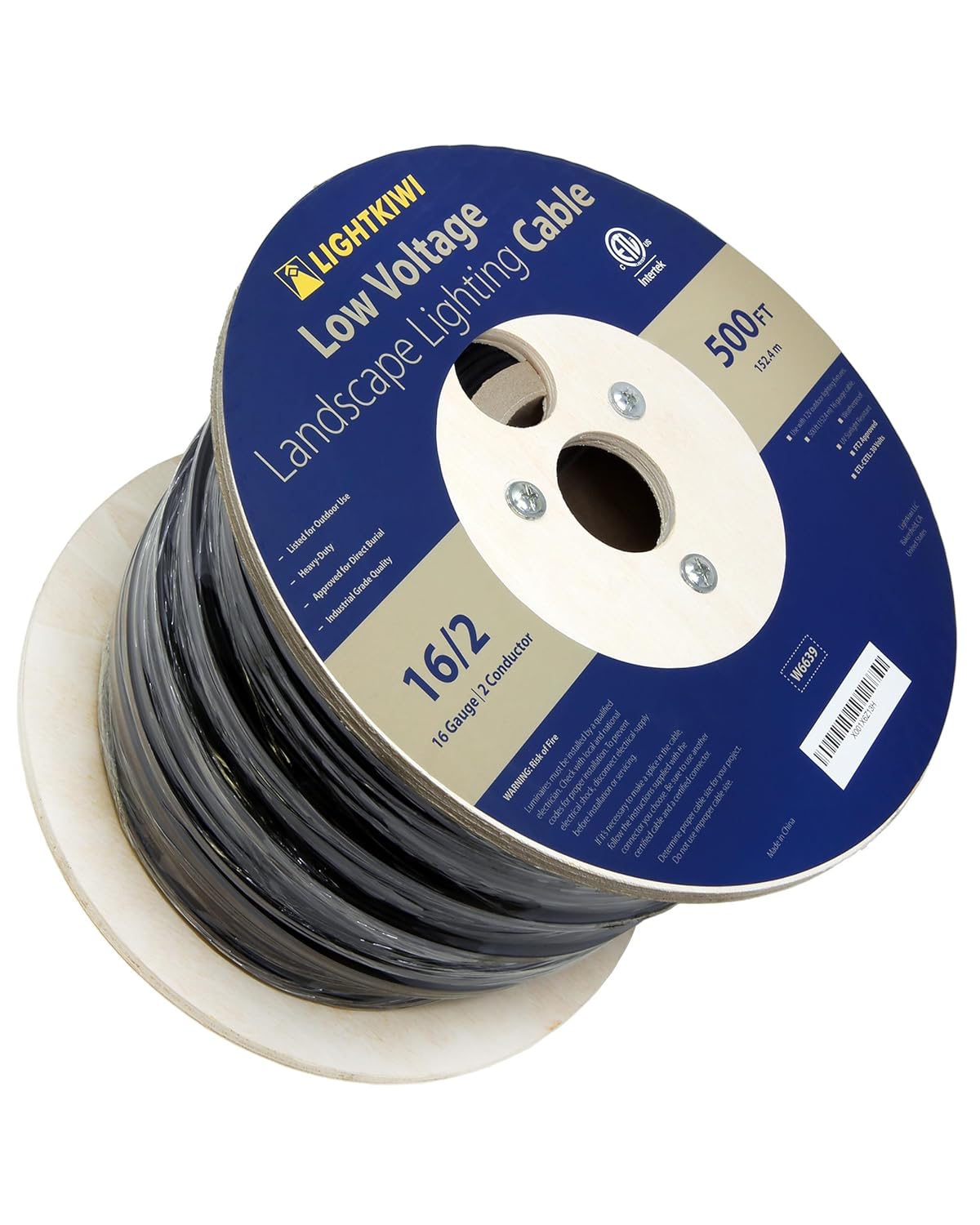 Lightkiwi 16/2 Low Voltage Landscape Wire - 500 Feet Durable Cable