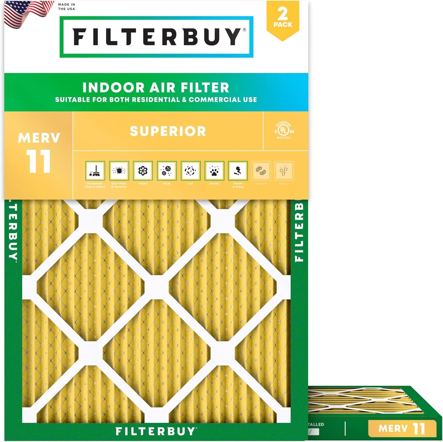 Filterbuy 18x25x1 Air Filter MERV 11 for Pet & Allergy Defense