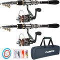 PLUSINNO Telescopic Fishing Rod and Reel Combo - Travel Starter Kit