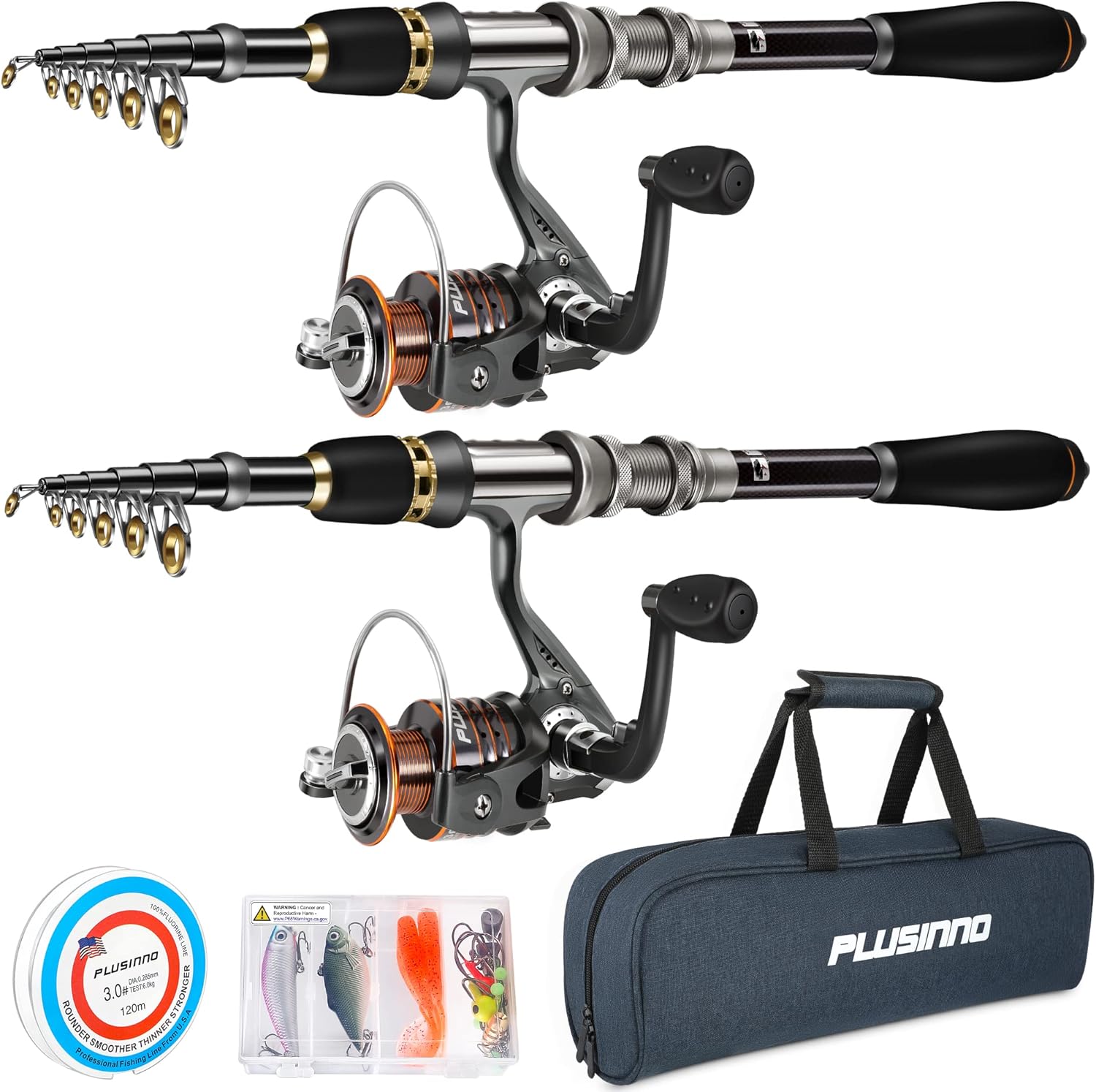 PLUSINNO Fishing Rod and Reel Combo - Perfect for Beginners