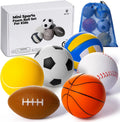 Set Of 6 Mini Sports Foam Balls for Kids - Soft Toddler Play Set