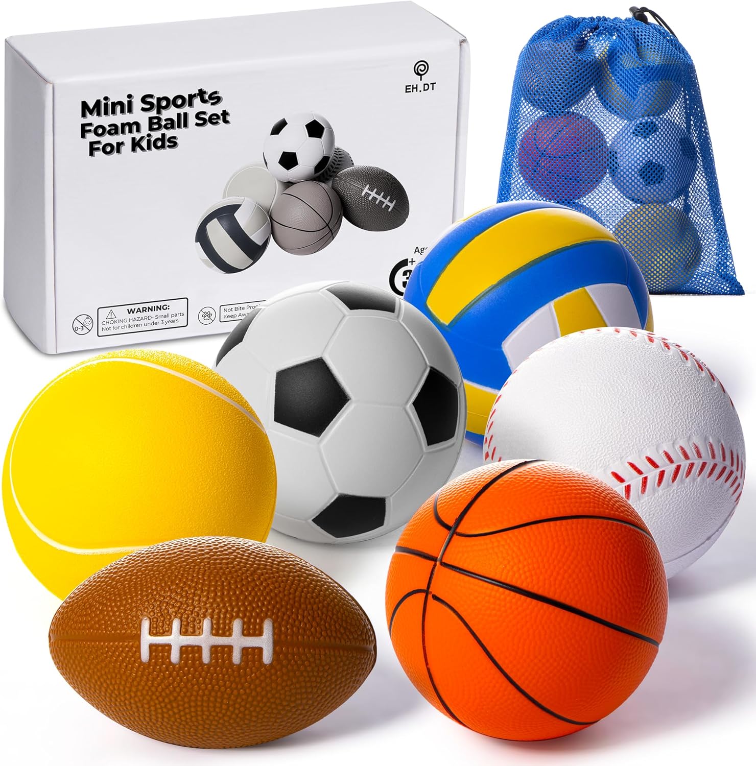 6-Piece Kids Foam Ball Set - Soft Sports Toys for Toddlers