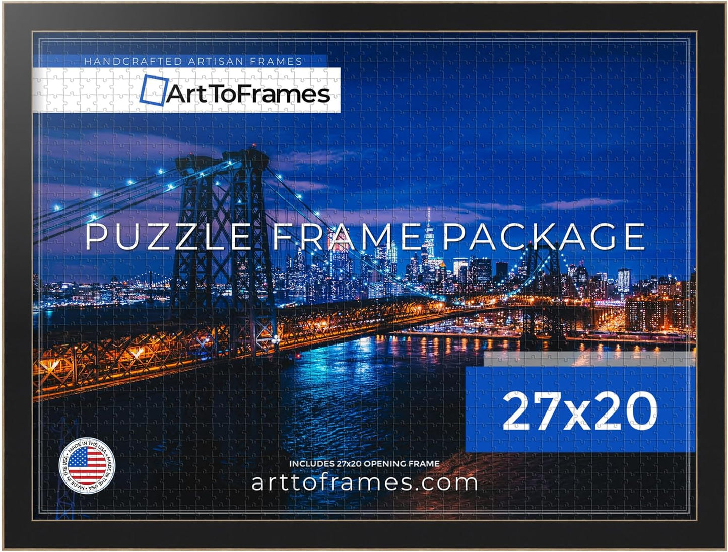 ArtToFrames 27x20 INCH Black Frame for 2000 Piece Puzzles