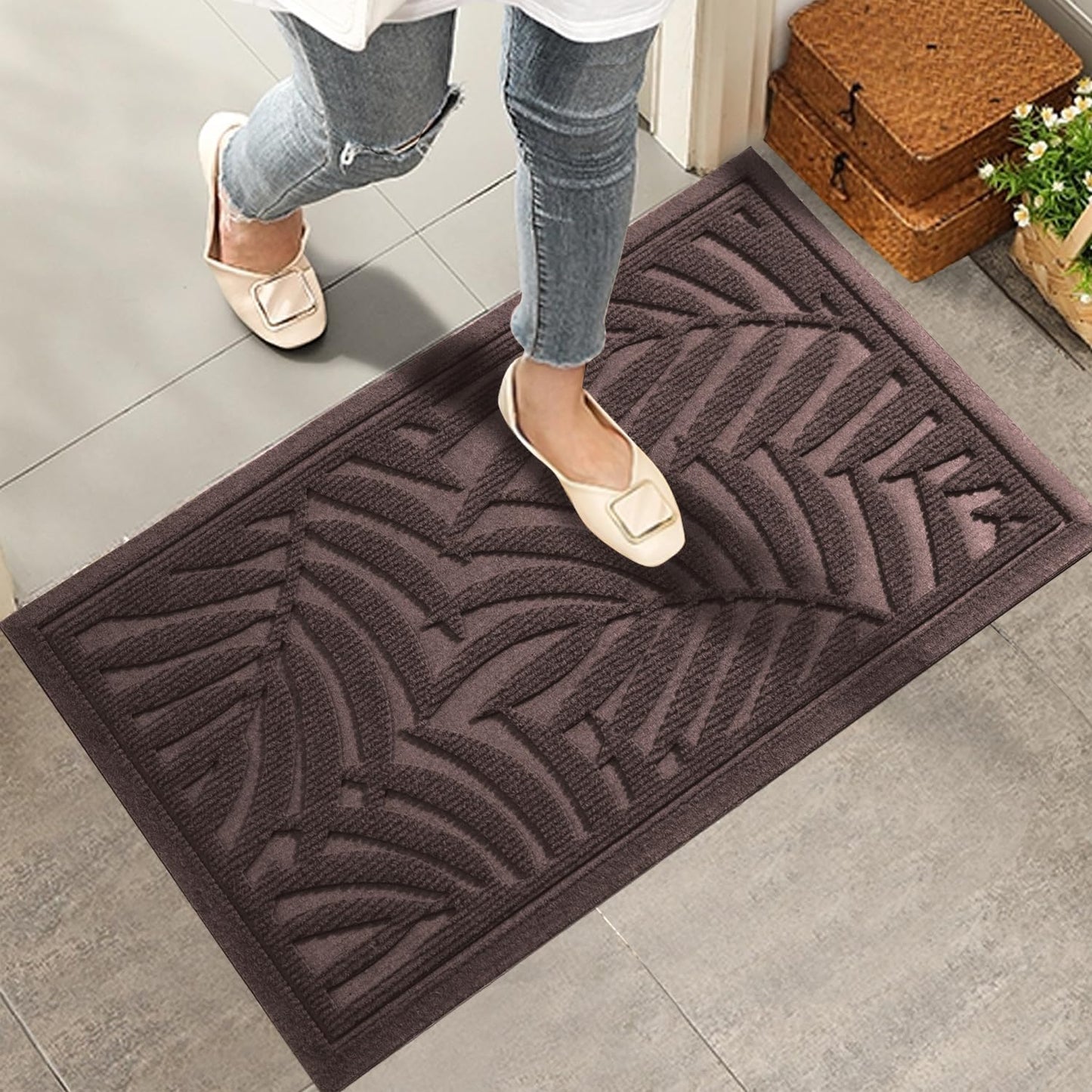 Absorbent Resist Dirt Welcome Door Mat for Indoor Outdoor Use