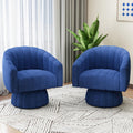 YOUDENOVA Navy Blue Swivel Chairs x2 - Modern Cozy Seating