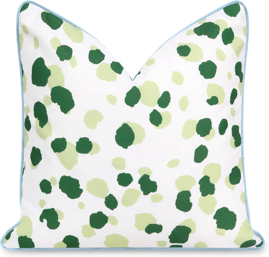 Coastal Throw Pillow Cover 20in Water Repellent Green Leopard