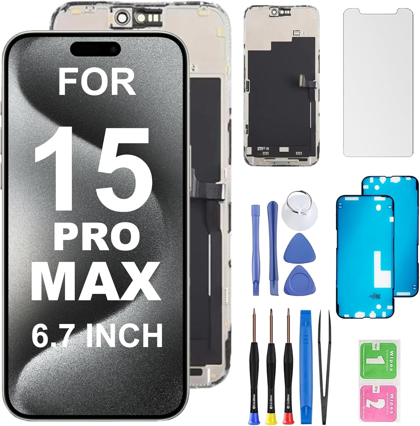 iPhone 15 PRO MAX Screen Replacement with Repair Tools Included