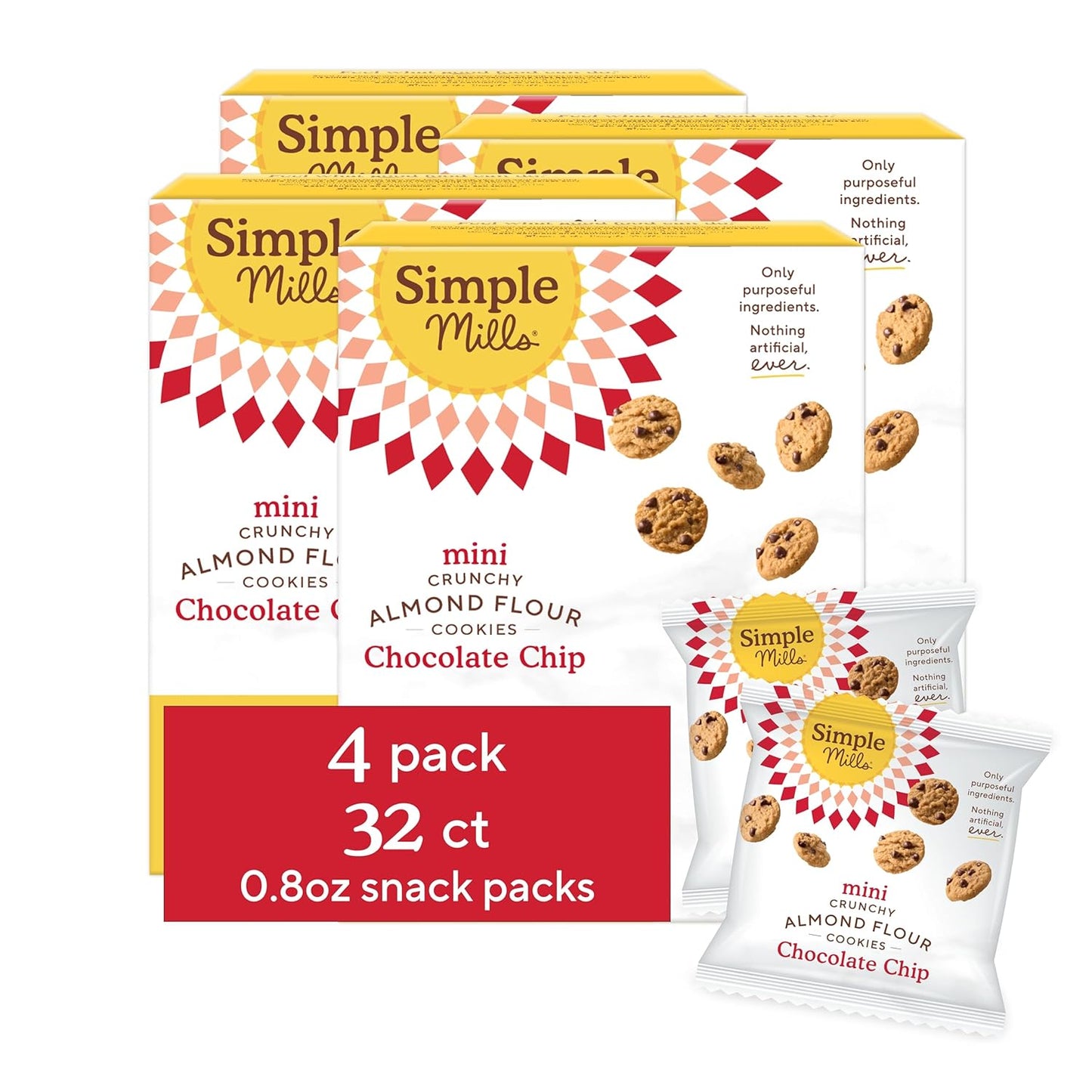 Simple Mills Almond Flour Mini Chocolate Chip Cookies Snack Packs