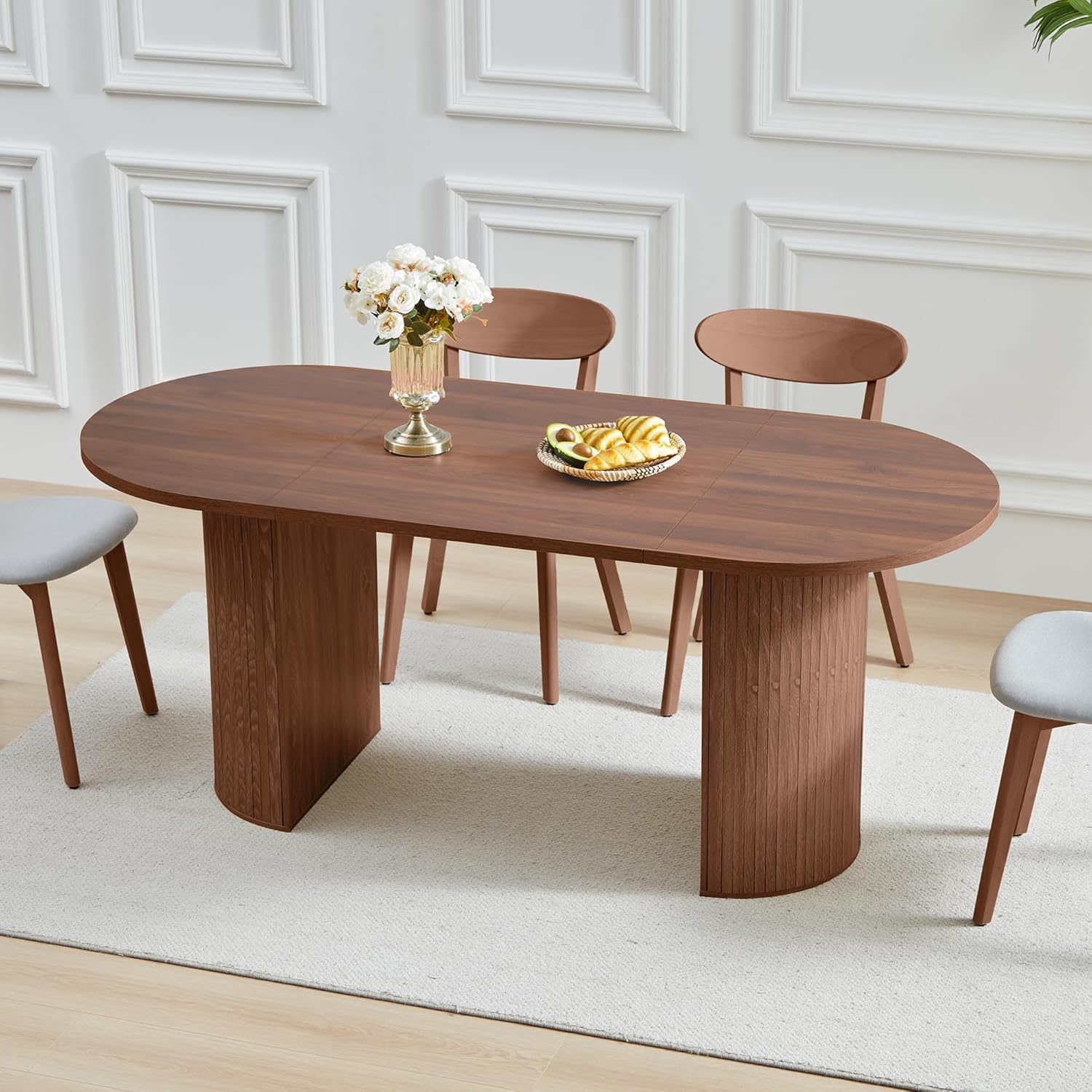 70.8 Inch Dining Table for 4-6 People, Oval Kitchen Table