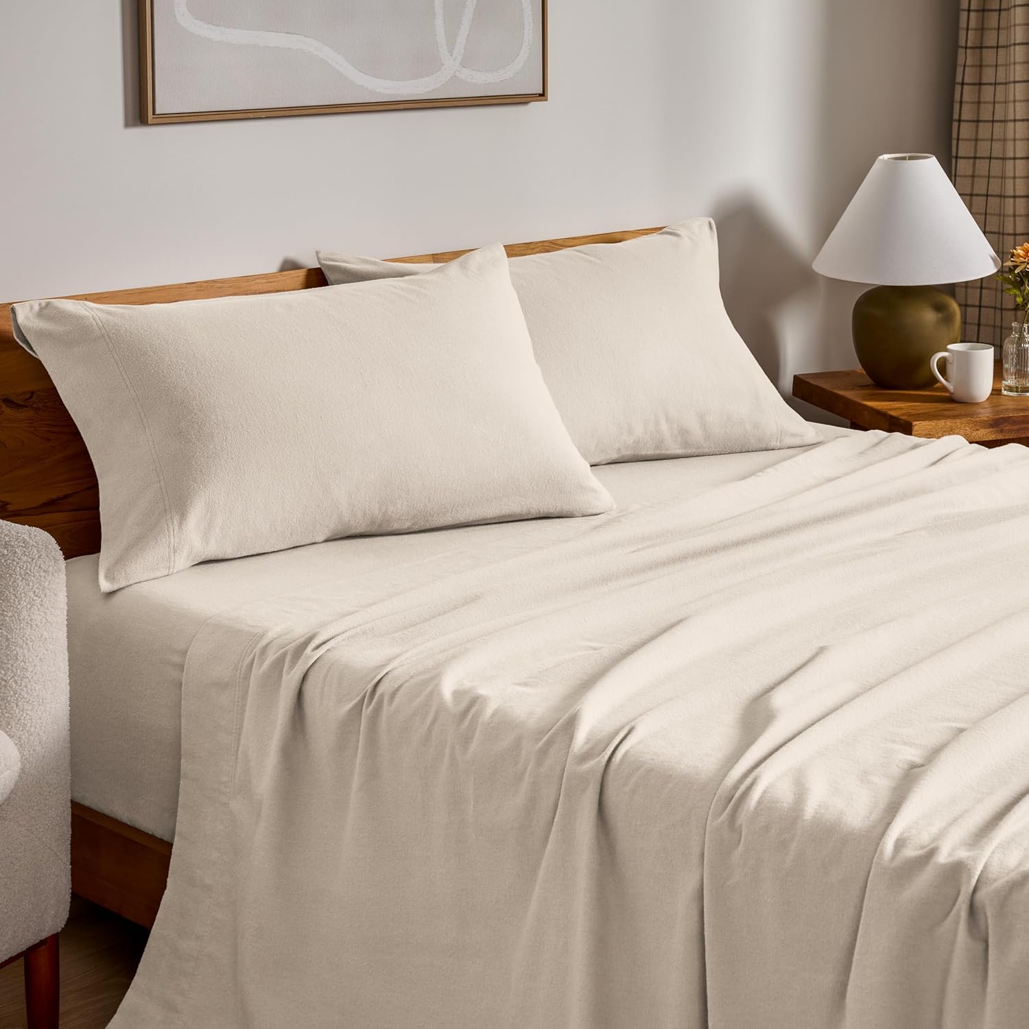 Bare Home Flannel Sheet Set - Soft Cotton Sheets for Comfort