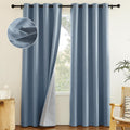 Stone Blue Full Shade Faux Linen Blackout Curtain Panels - Energy