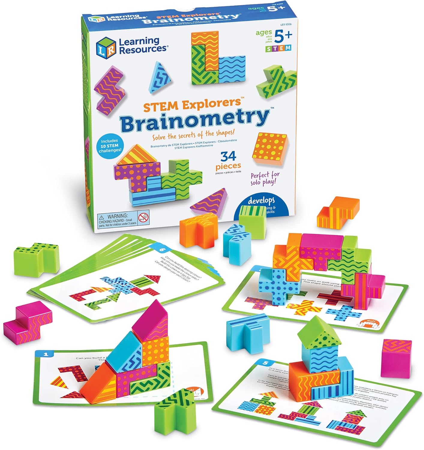 STEM Brainometry - 34pc Brain Teaser Game, Ages 5+, Back to School