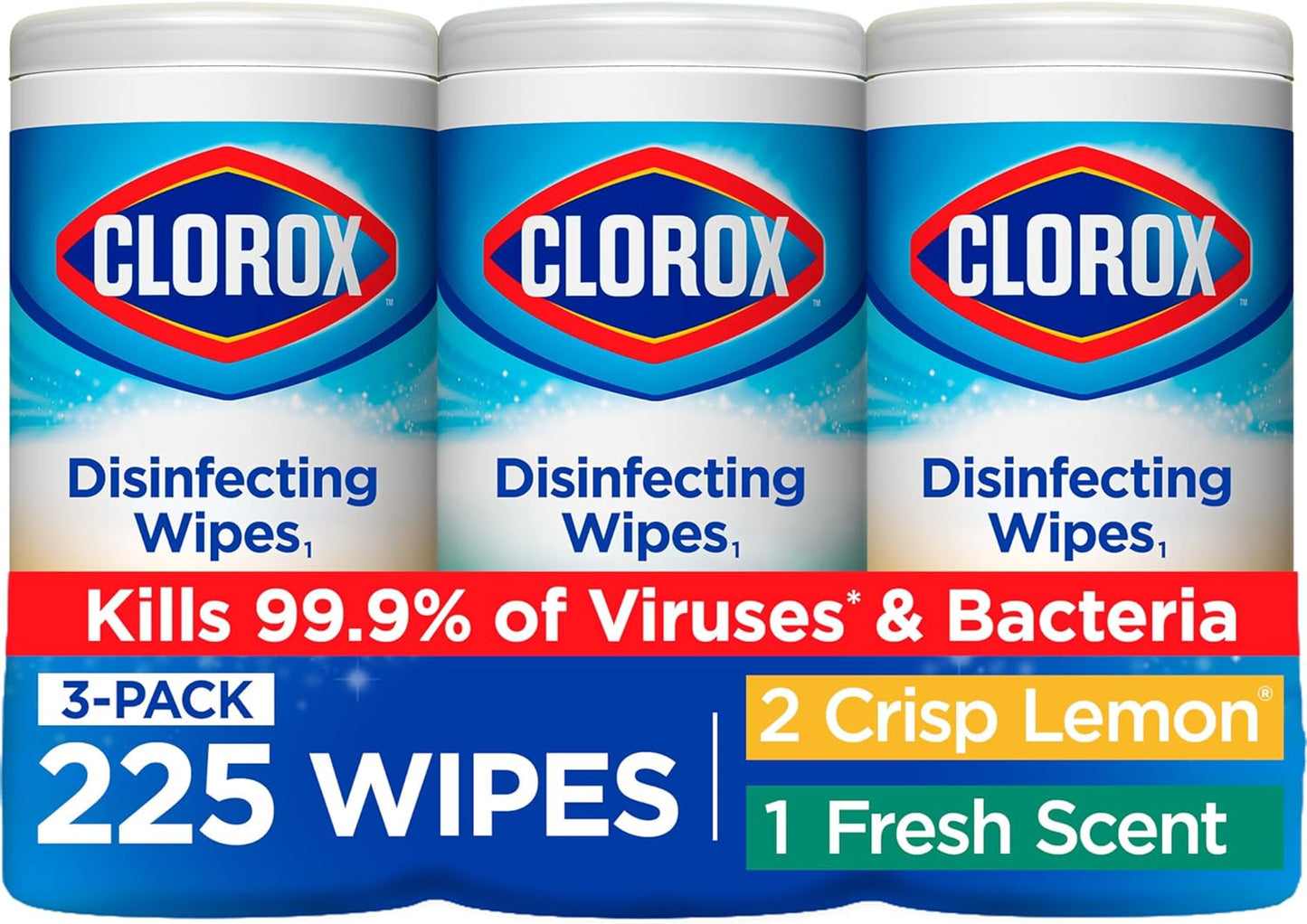 Kills 99.9% Germs! Clorox Disinfecting Wipes, 3-Pack