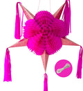Mexican Star Pinata 32in Hot Pink with Rose Gold Cones - Glam Party