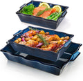 Ceramic Casserole Dishes 3 Pack - Porcelain Bakeware Set for Oven