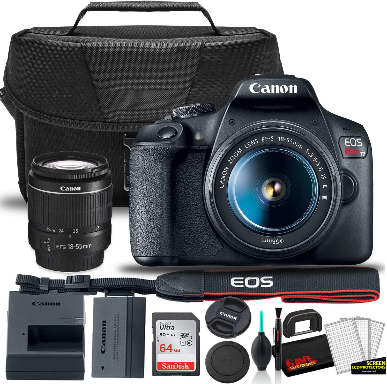 Canon EOS Rebel T7 DSLR Camera Bundle with 18-55mm Lens