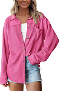 Women's Button Down Oversized Shacket Shirt - Lightweight Fall Top