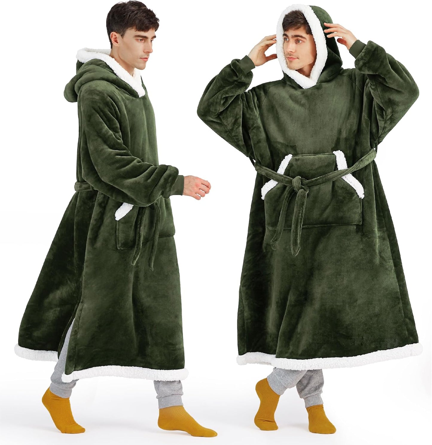 Wearable Blanket Hoodie for Cozy Comfort and Style in Olive Green
