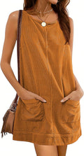 Hooever Women's Corduroy Overall Dress Mini Pinafore - Sleeveless