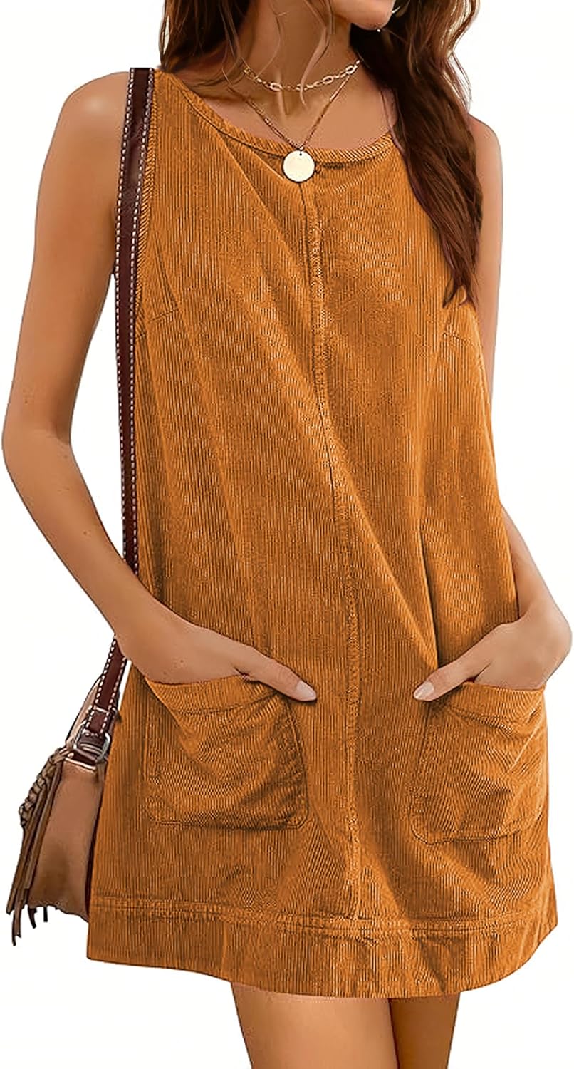 Hooever Women's Corduroy Overall Dress for Stylish Comfort