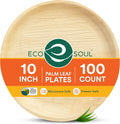 ECO SOUL Compostable 10 in Palm Leaf Round Plates - Eco-Friendly