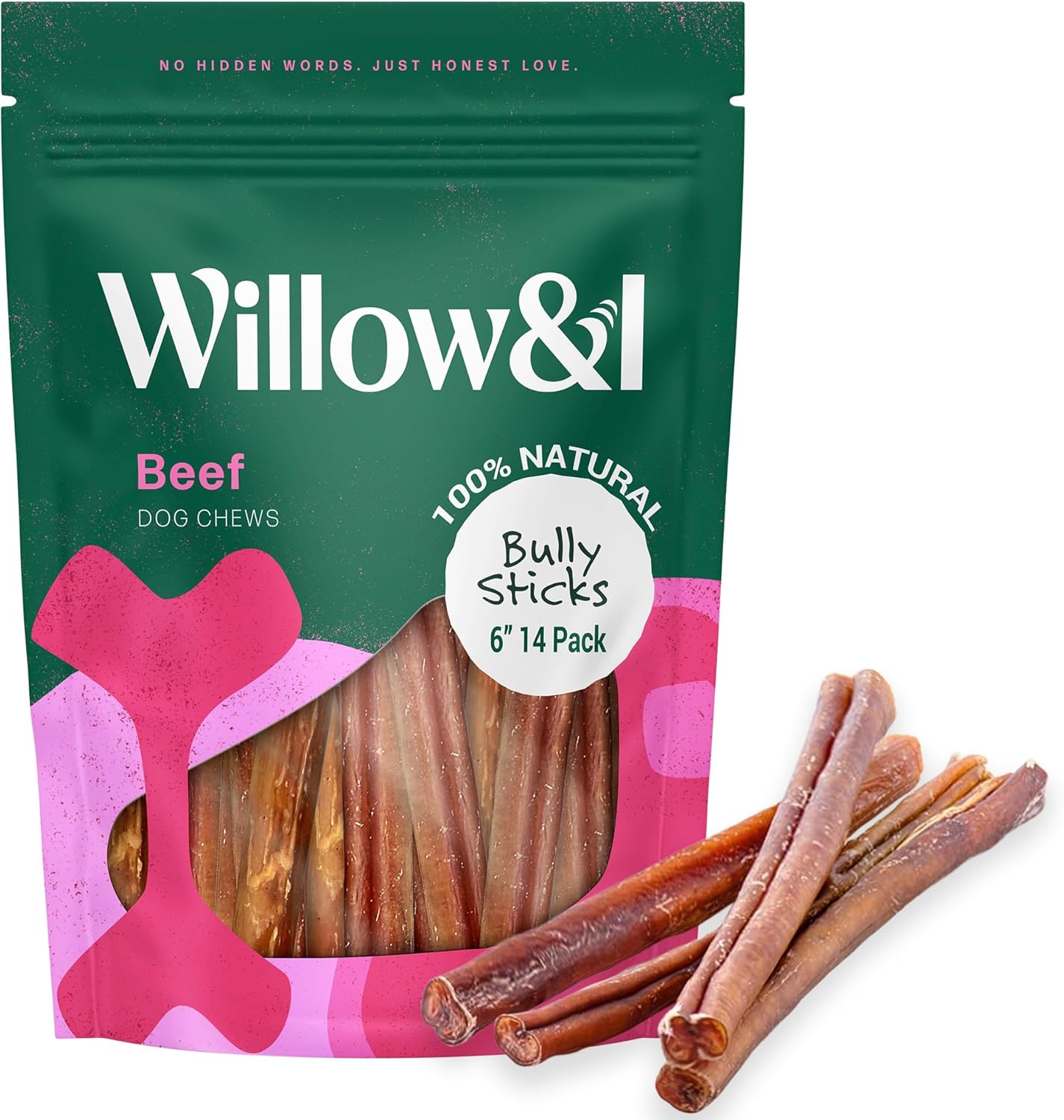 Willow & I 6 Inch Bully Sticks for Dogs - Premium Chew Treats