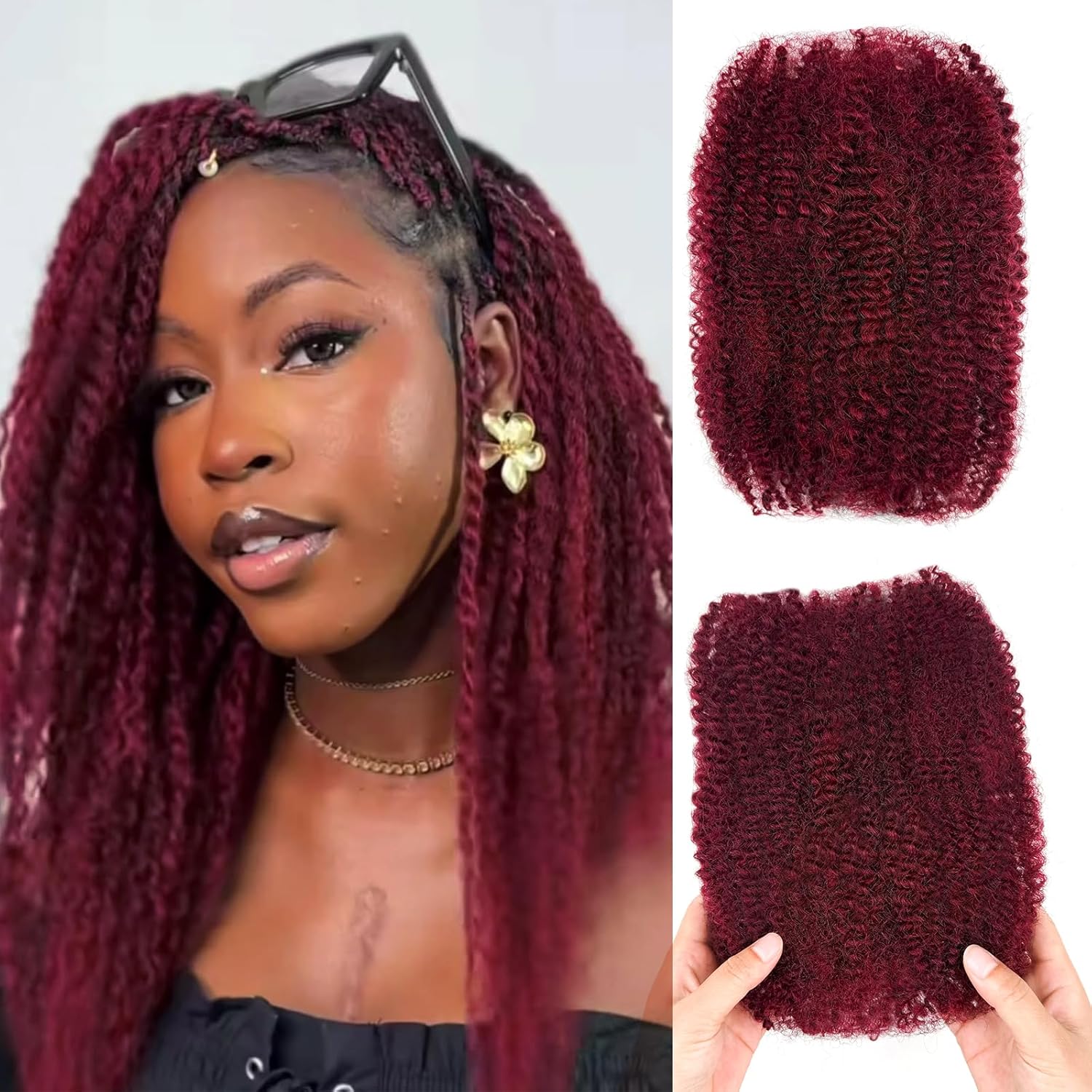 18inch Afro Kinky-Curly Human Hair Bulk for Twist Styles
